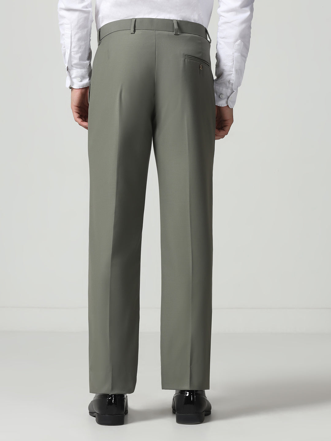 Men Green Solid Trousers