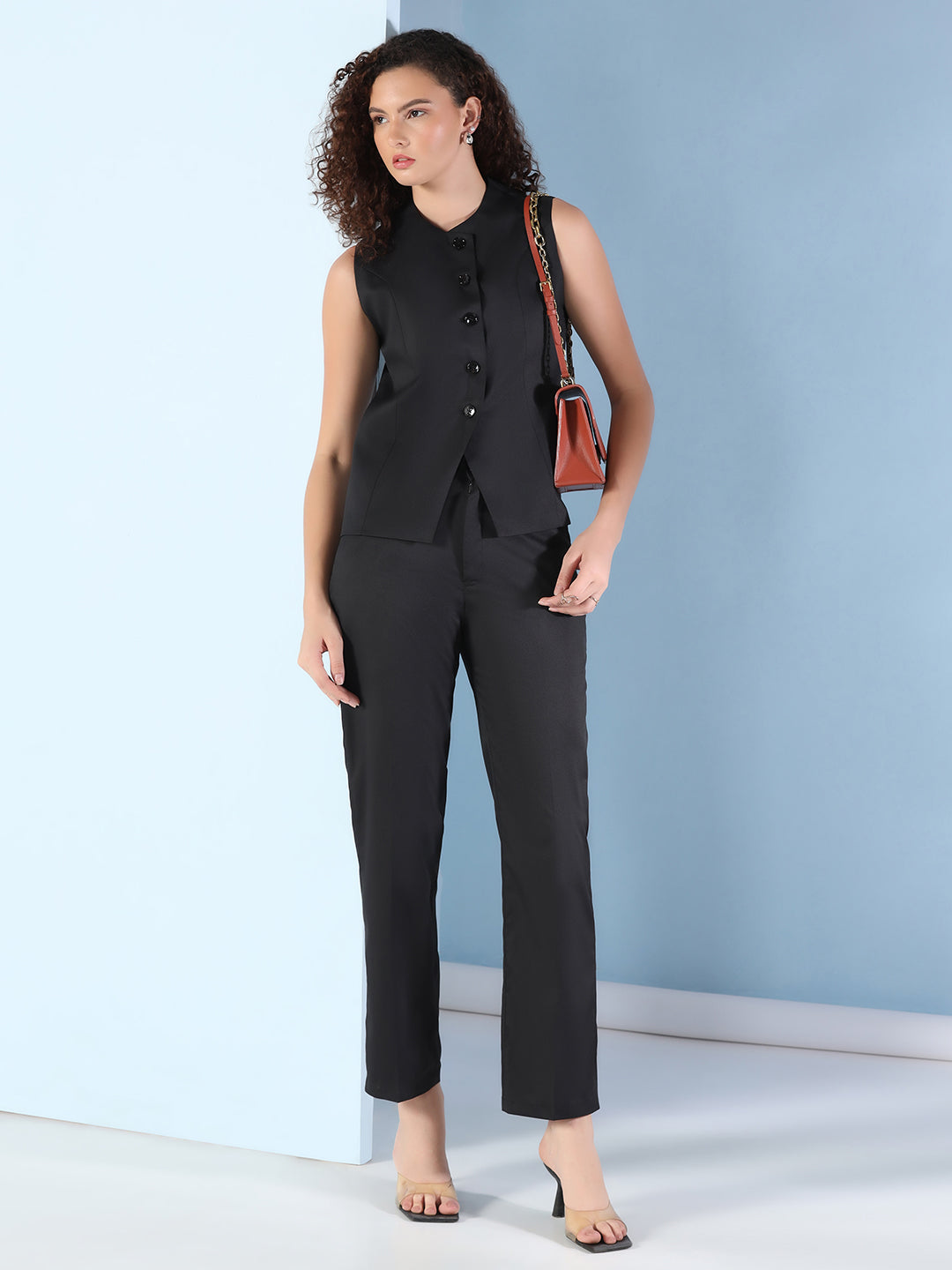 Women Black Waistcoat set