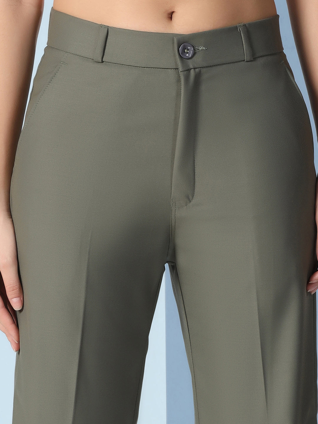 Women Green Wide Leg Trousers