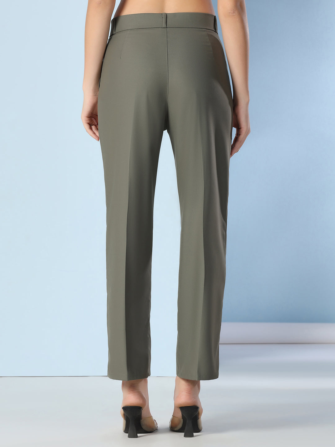 Women Green Wide Leg Trousers