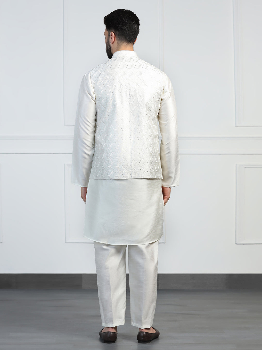 Men Embroidered Jacket With Kurta Pyjama