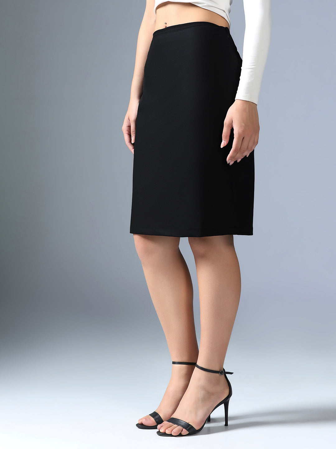 Women Black Pencil Skirt - Tahvo India