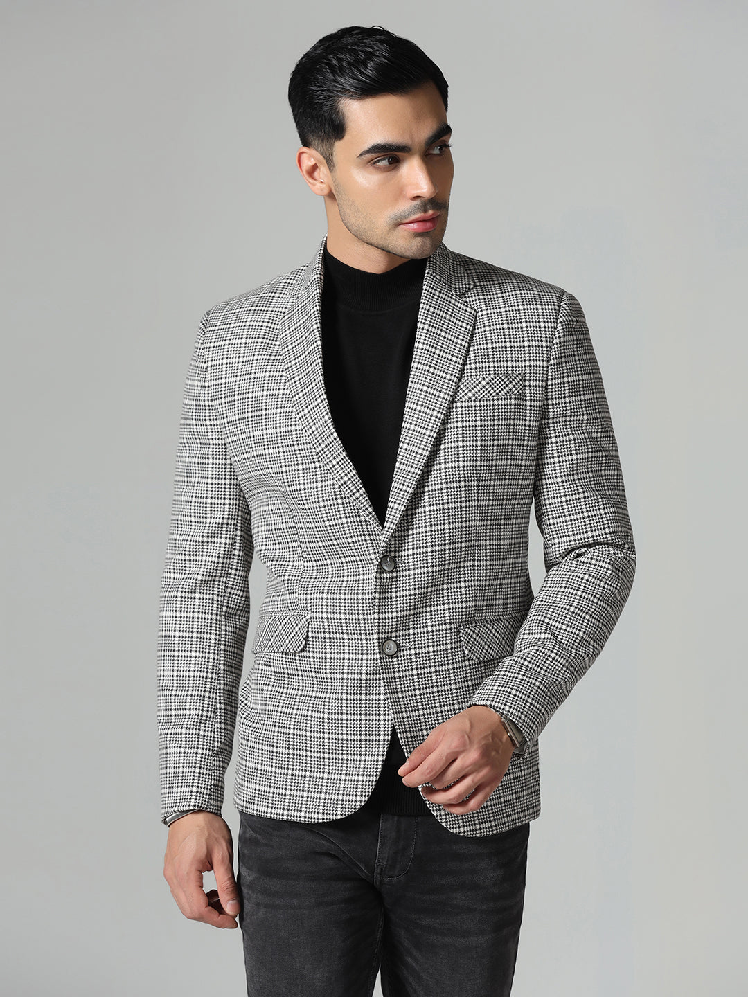 Men Black and white check Blazer