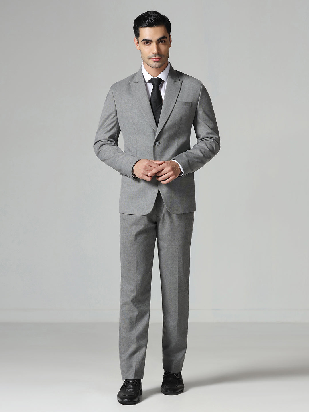 Dark Grey Men Notch Lapel Suit