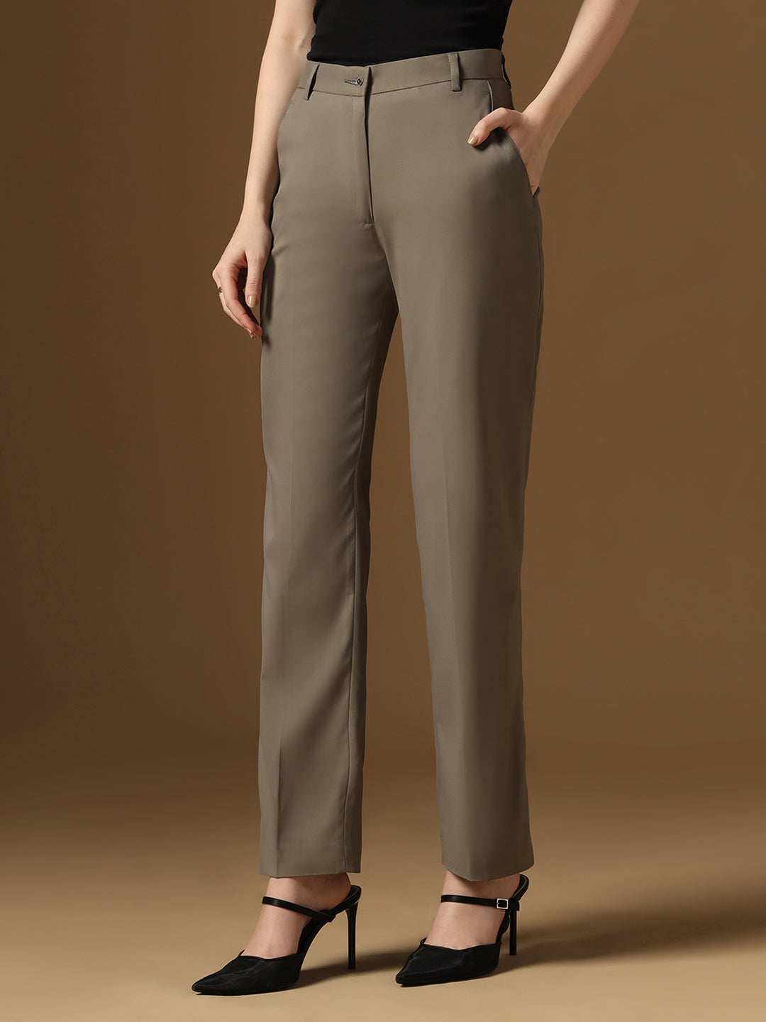 Dusk Grey Straight Fit Trousers