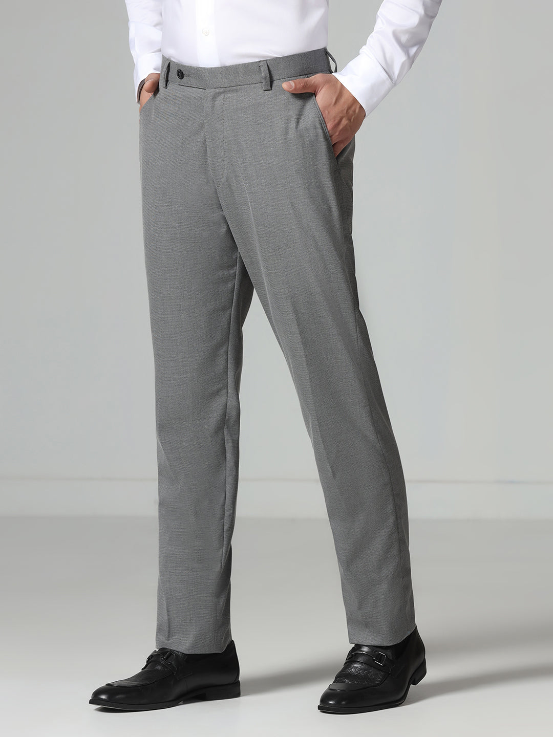 Men Grey Pic & Pic Trousers