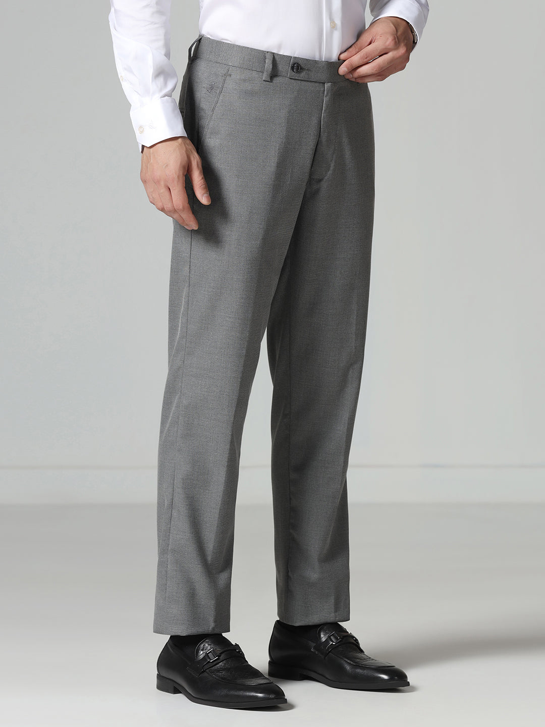 Men Grey Pic & Pic Trousers