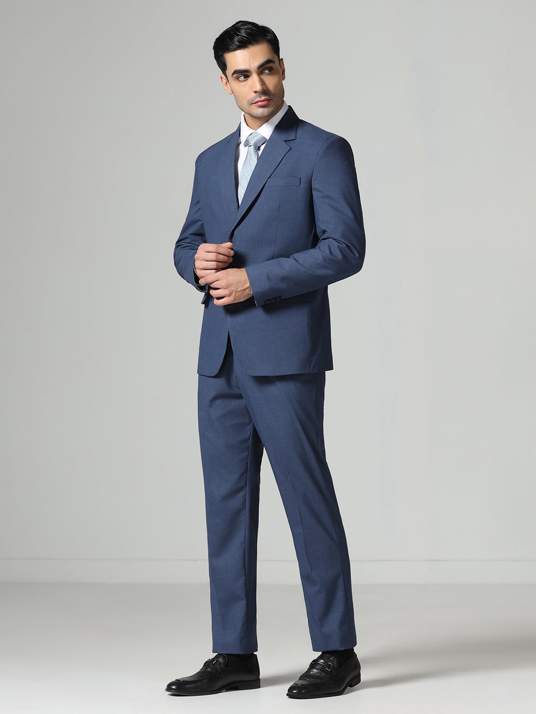 Men Blue Notch Lapel Suit