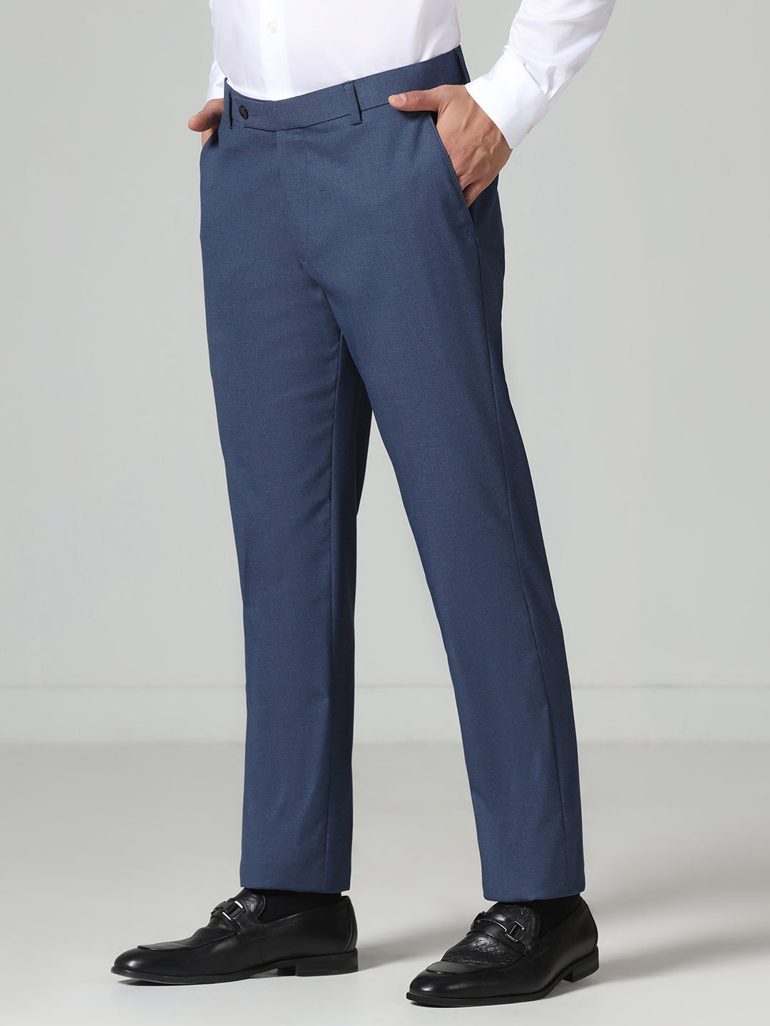 Men Blue Solid Trousers