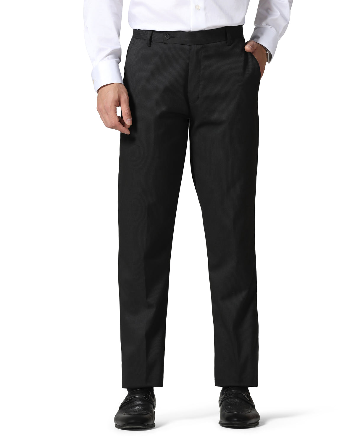 Men Black Stripes Trousers