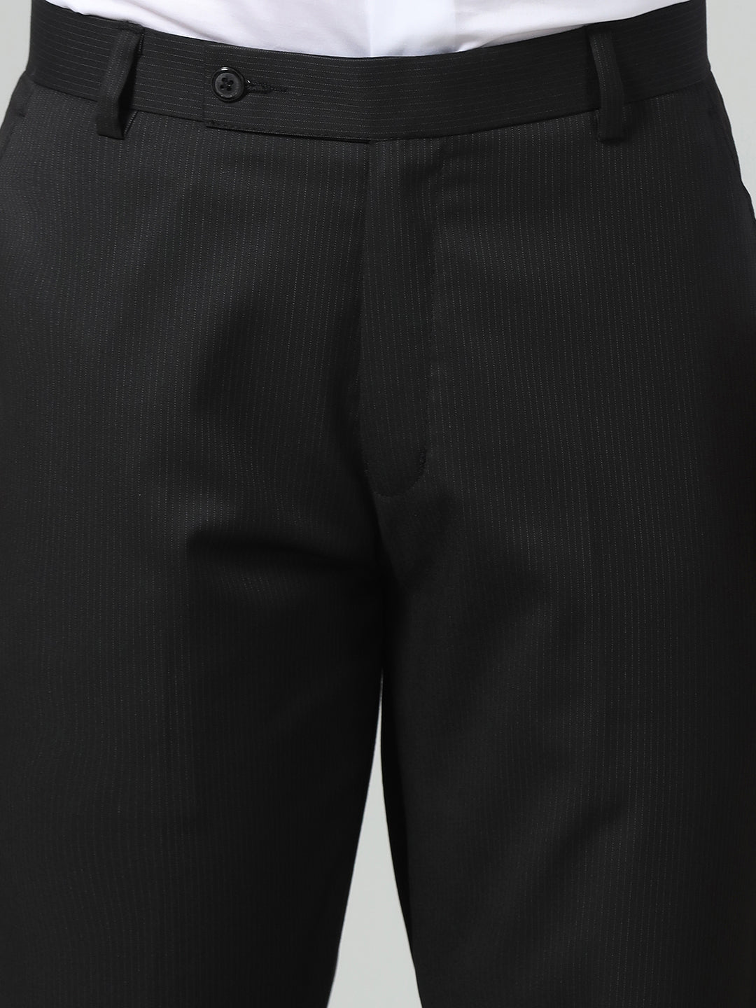 Men Black Stripes Trousers