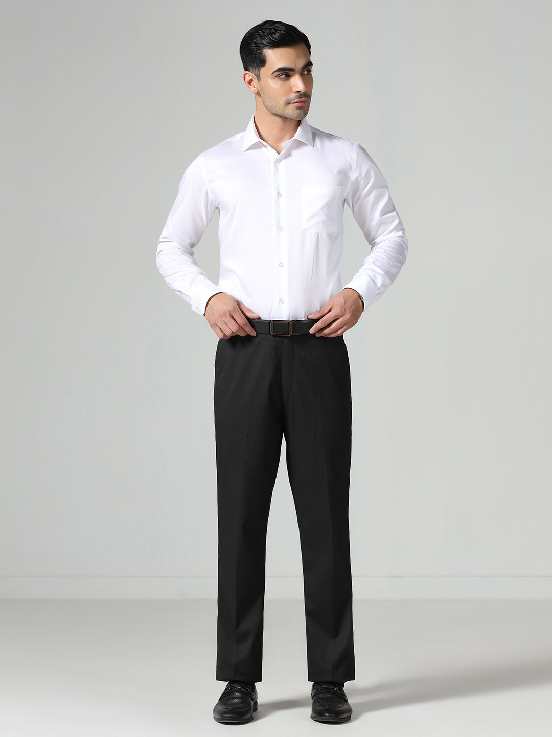Men Black Stripes Trousers