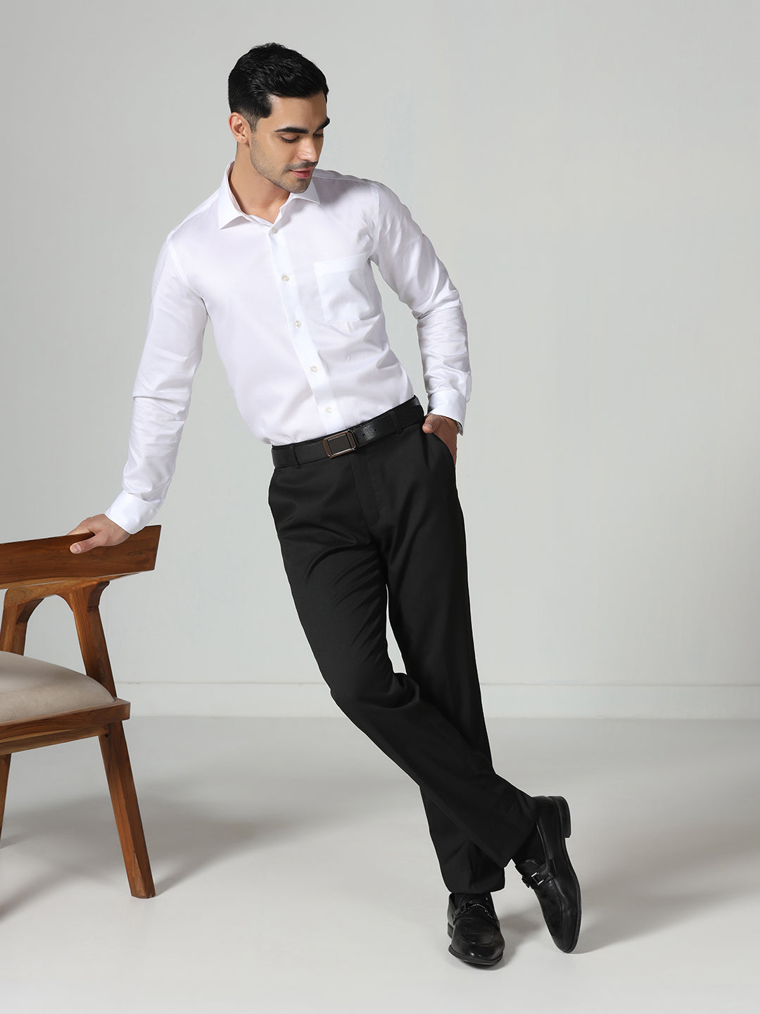 Men Black Stripes Trousers