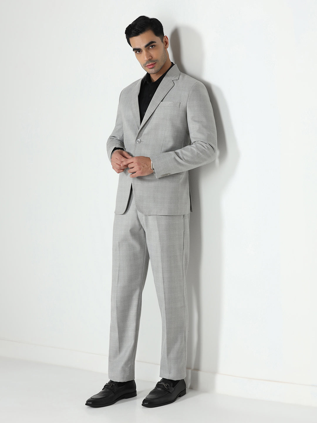 Men Grey Checkered suit