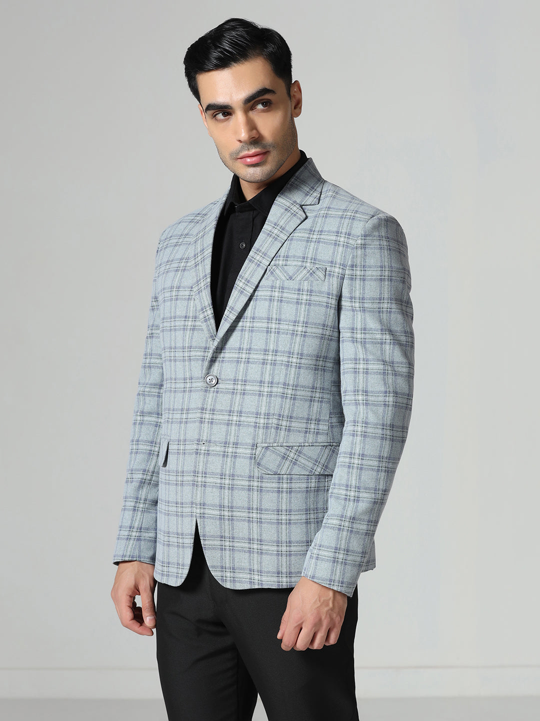 Men checkered tweed Blazer