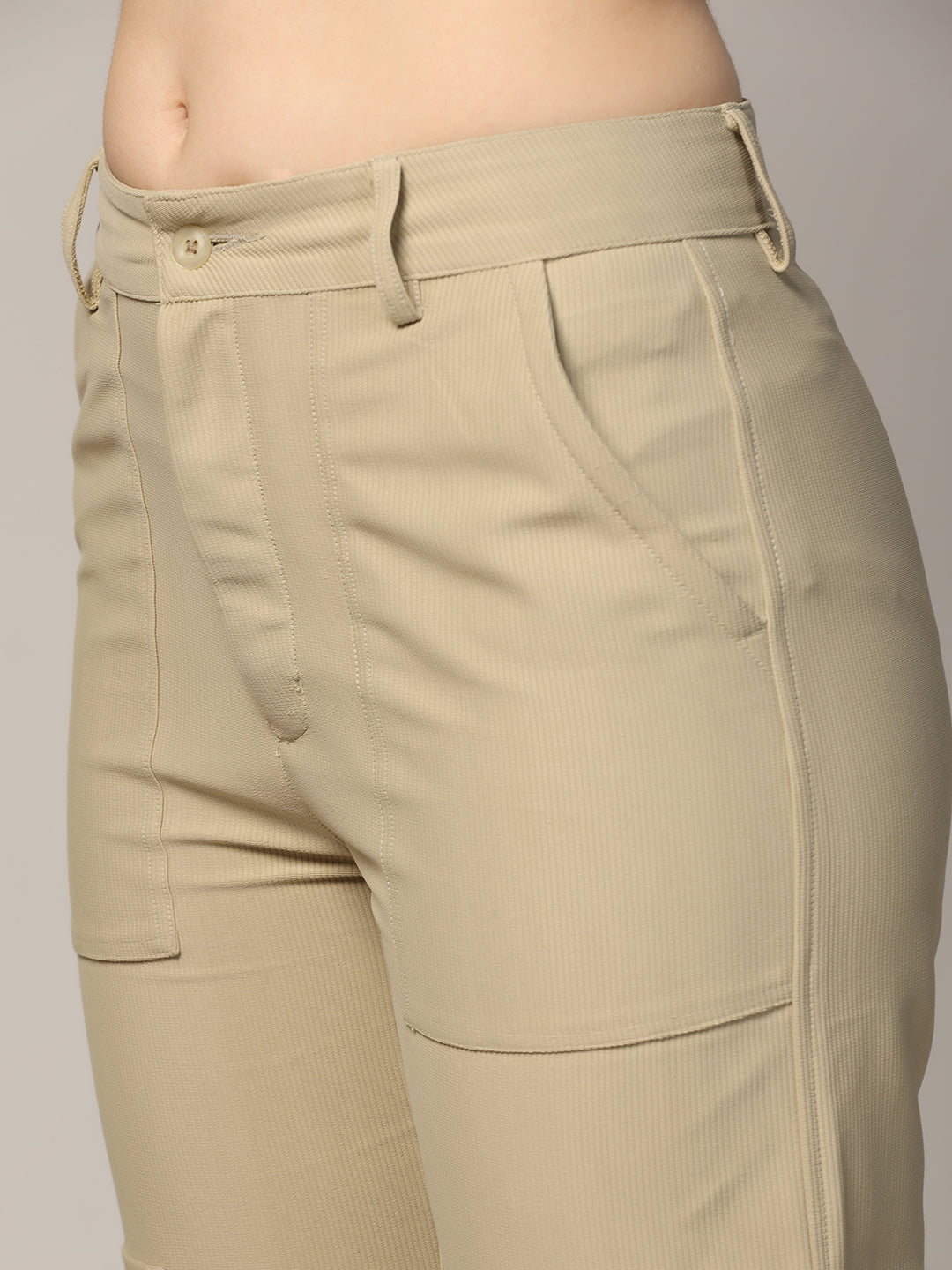 Women beige cuodroy cargo pants - Tahvo India