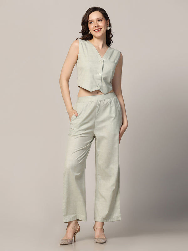 Women linen waistcoat with trousers