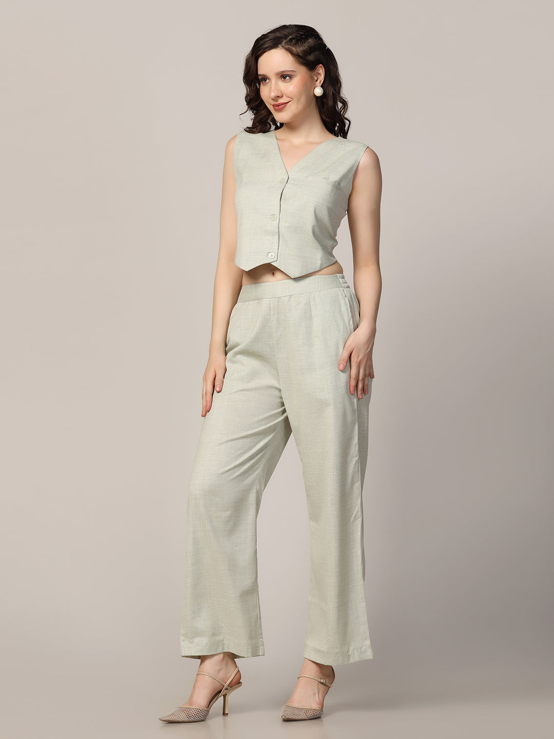 Women linen waistcoat with trousers - Tahvo India