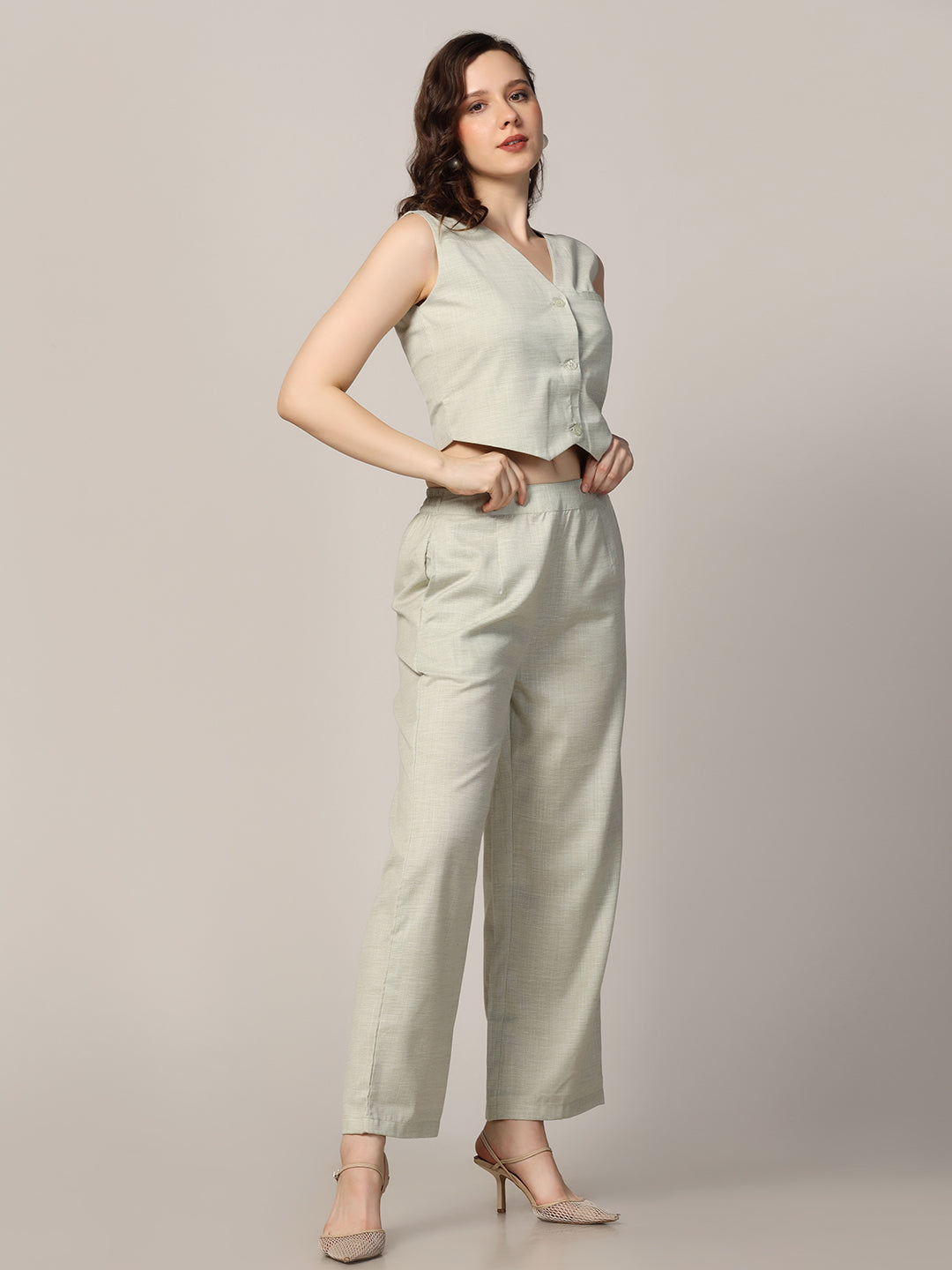 Women linen waistcoat with trousers - Tahvo India
