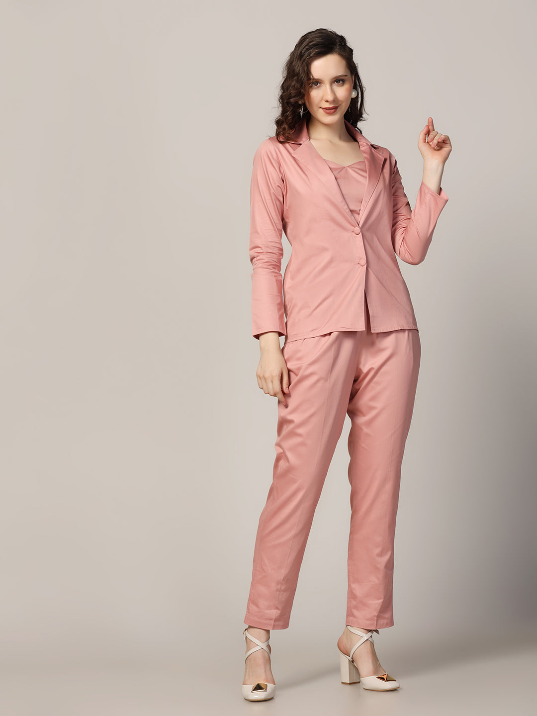 women Cotton trousers with blazer and inner - Tahvo India