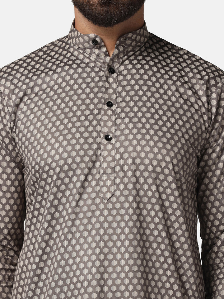 Men Brown Printed Kurta Set - Tahvo India