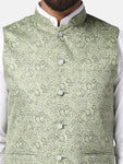 TAHVO Green Printed nehru jacket