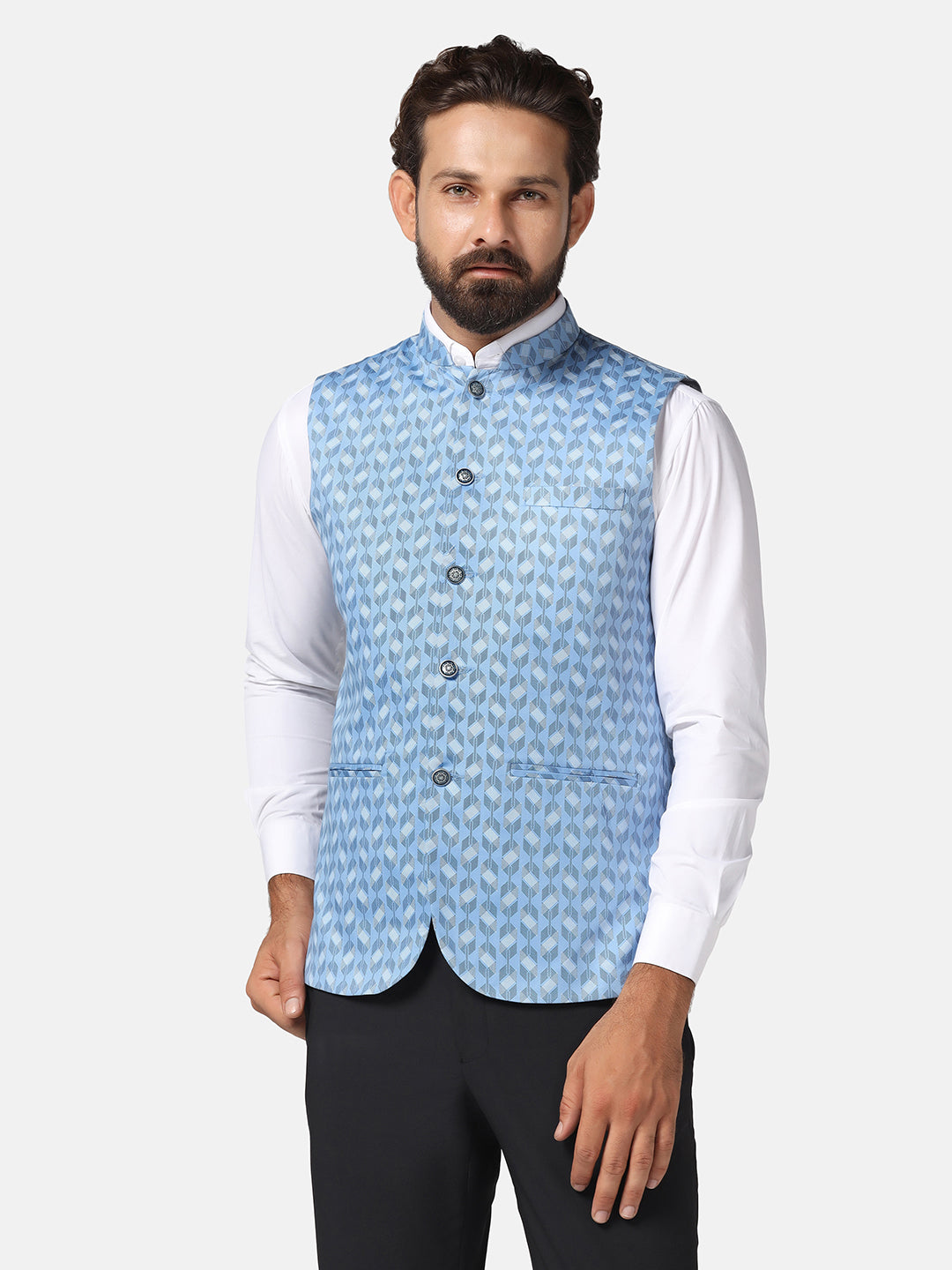 Men Blue Nehru Jacket - Tahvo India