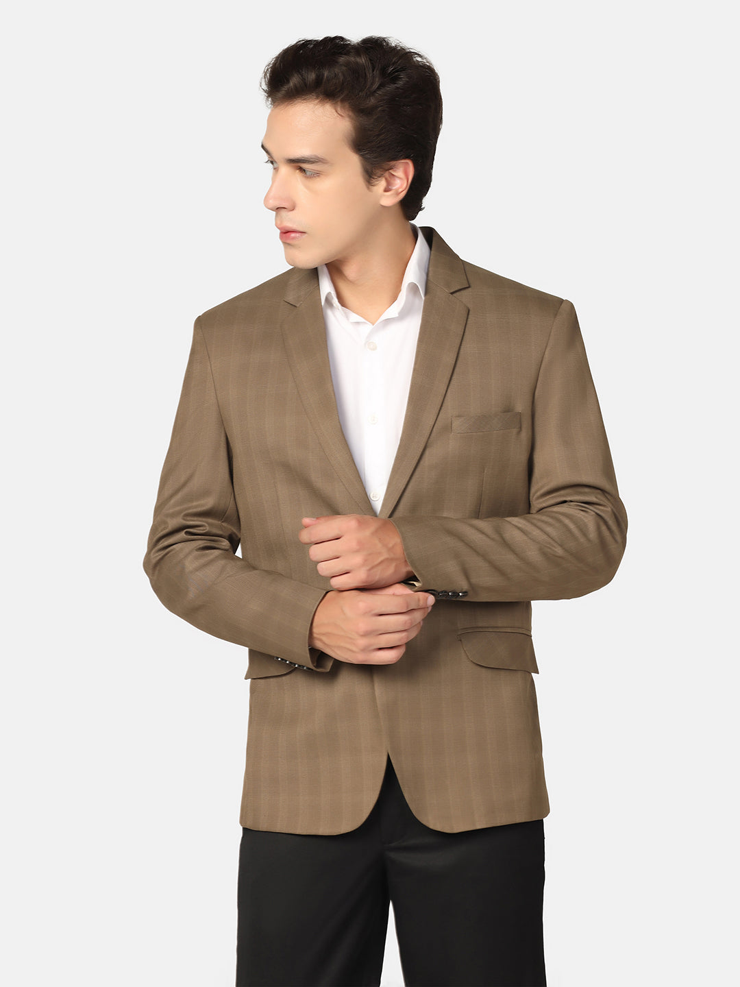 Men Brown Check Blazer - Tahvo India
