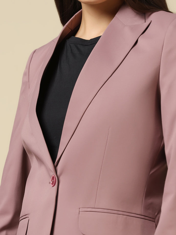 Women Pink Single Breasted Blazer - Tahvo India
