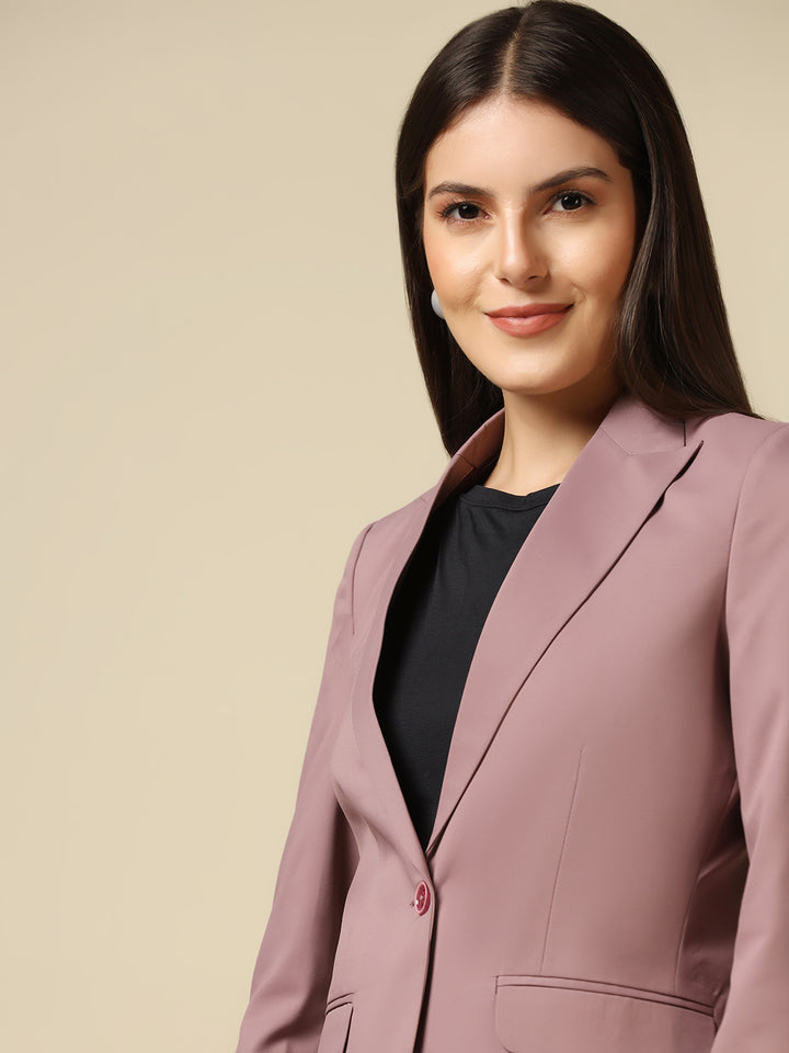 Women Pink Single Breasted Blazer - Tahvo India