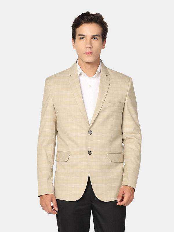 Men Beige Check Blazer
