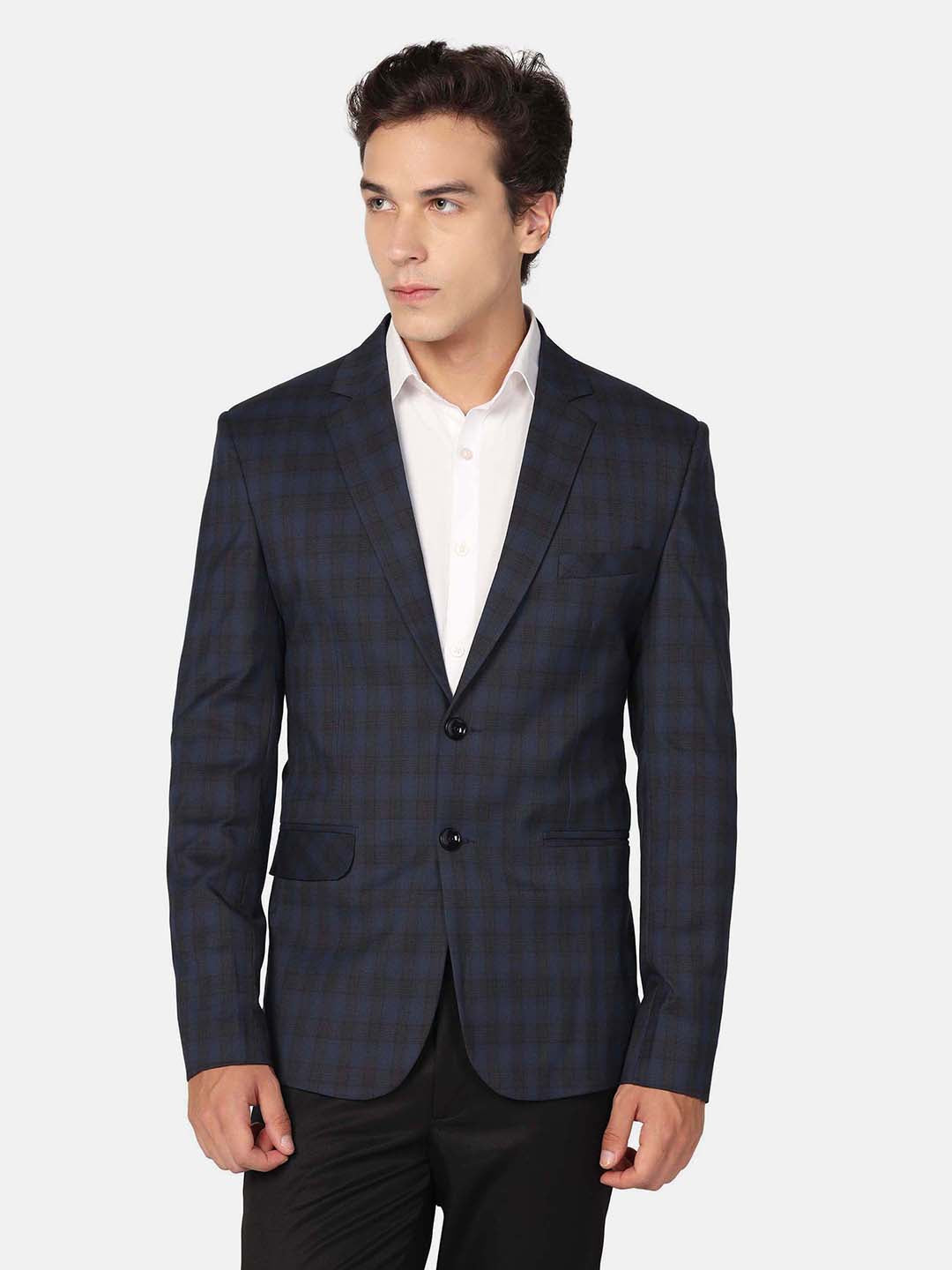 Tahvo Men Blue Check Blazer