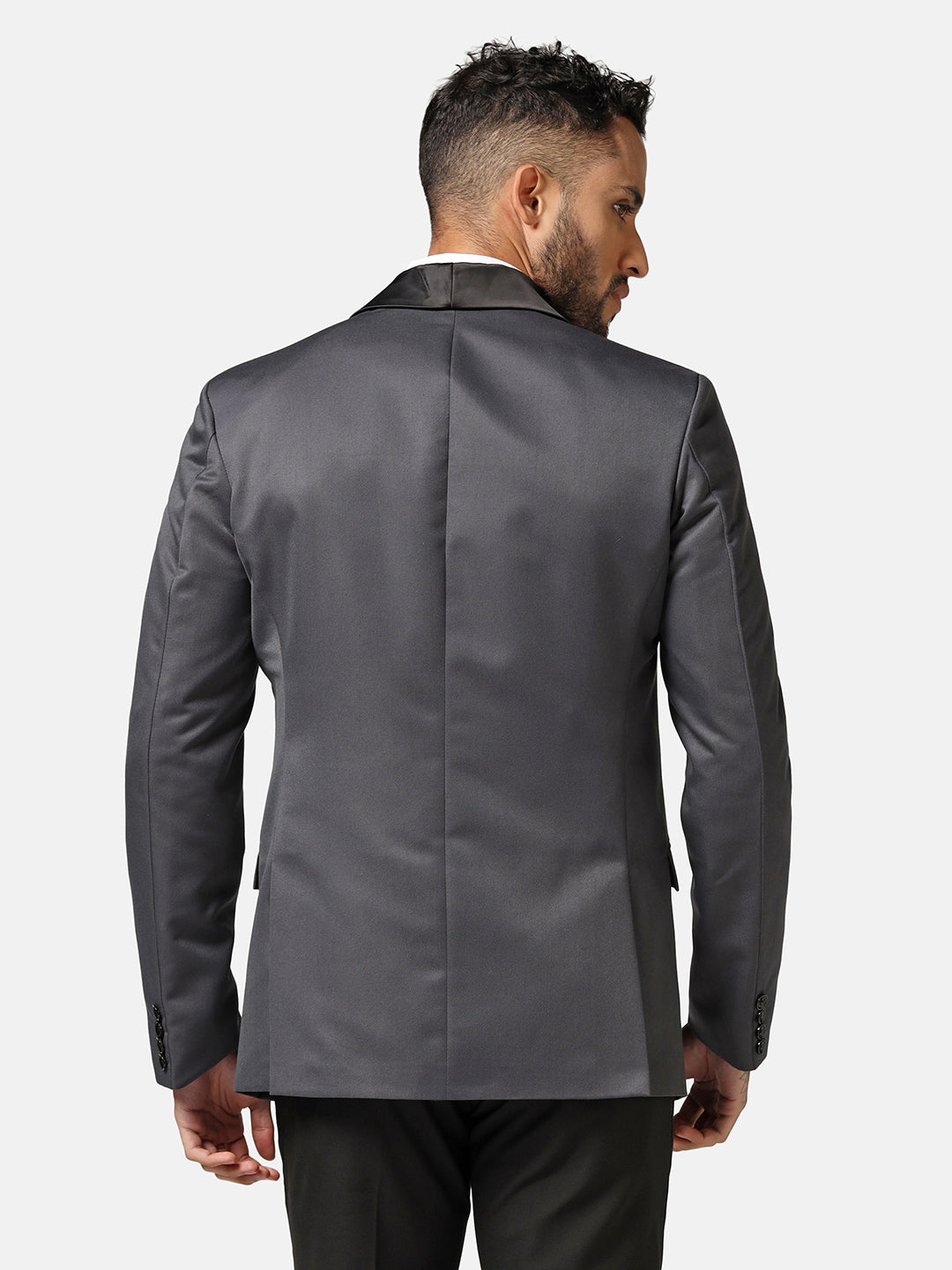 Men Grey Tuxedo Blazer - Tahvo India