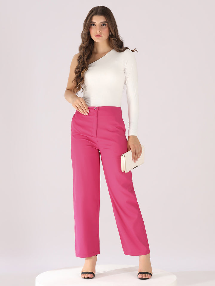 Women Pink High-Rise Trousers - Tahvo India