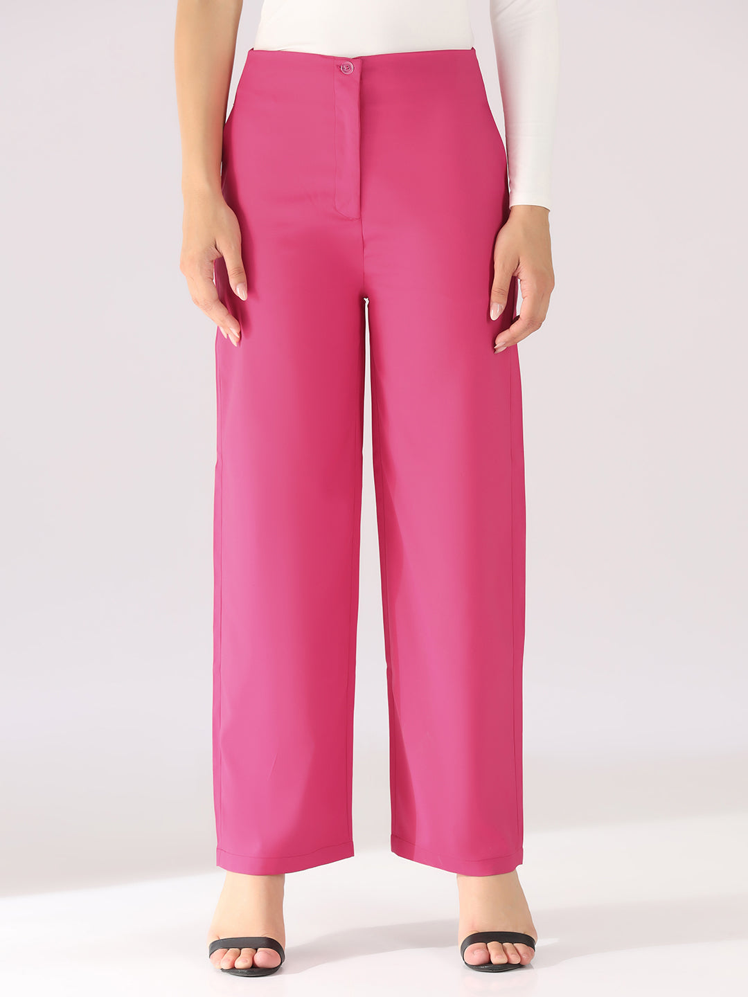 Women Pink High-Rise Trousers - Tahvo India