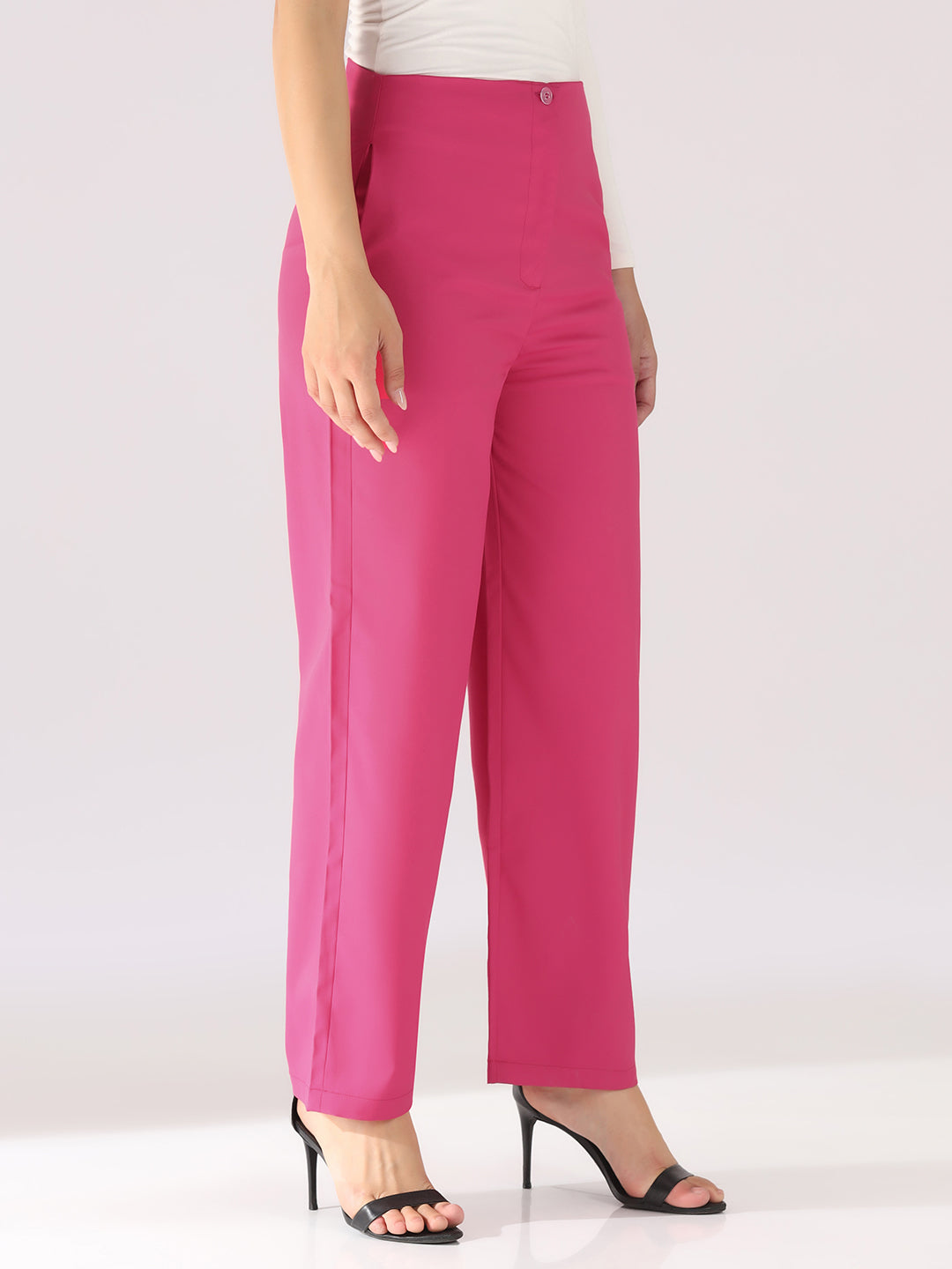 Women Pink High-Rise Trousers
