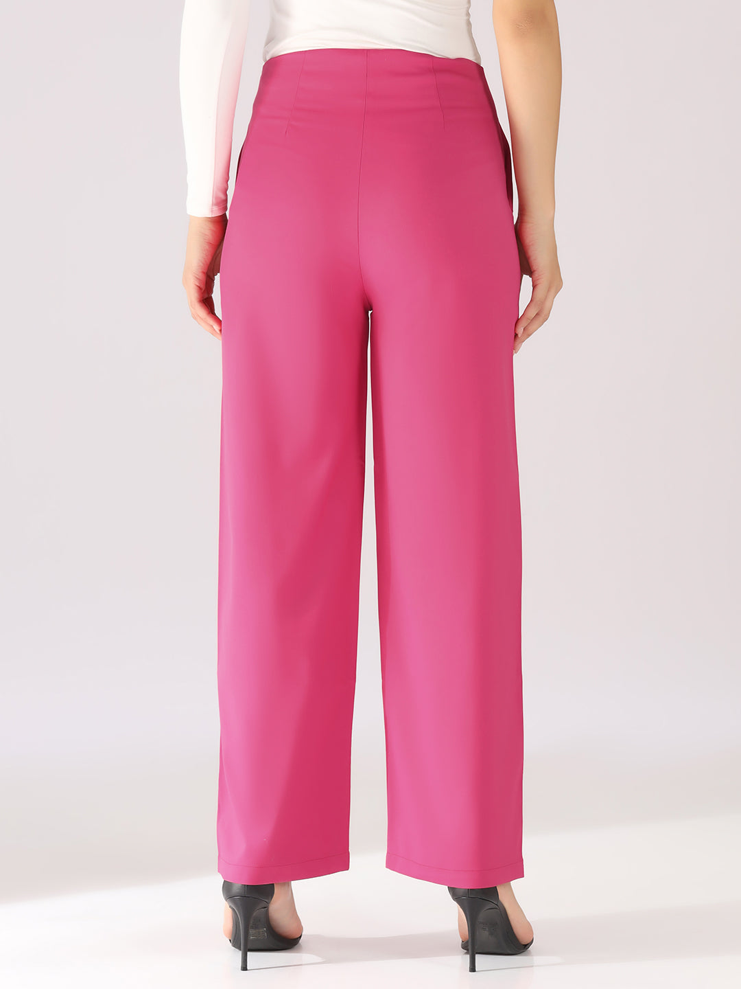 Women Pink High-Rise Trousers - Tahvo India