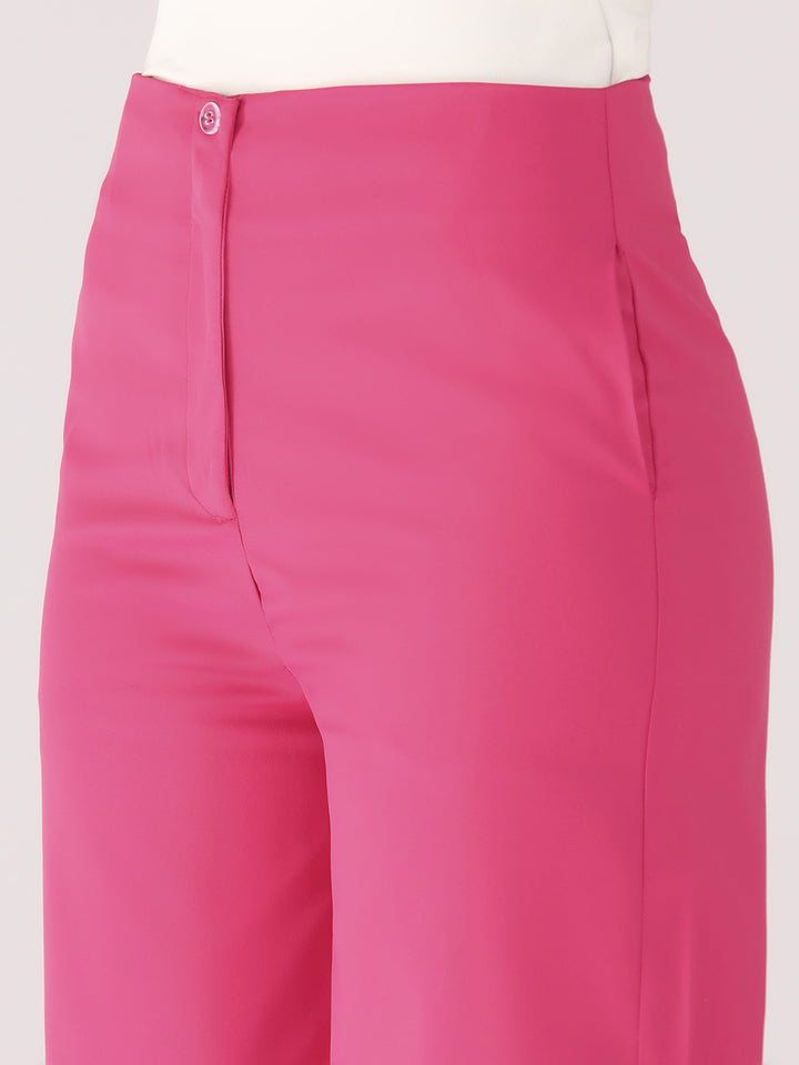 Women Pink High-Rise Trousers - Tahvo India