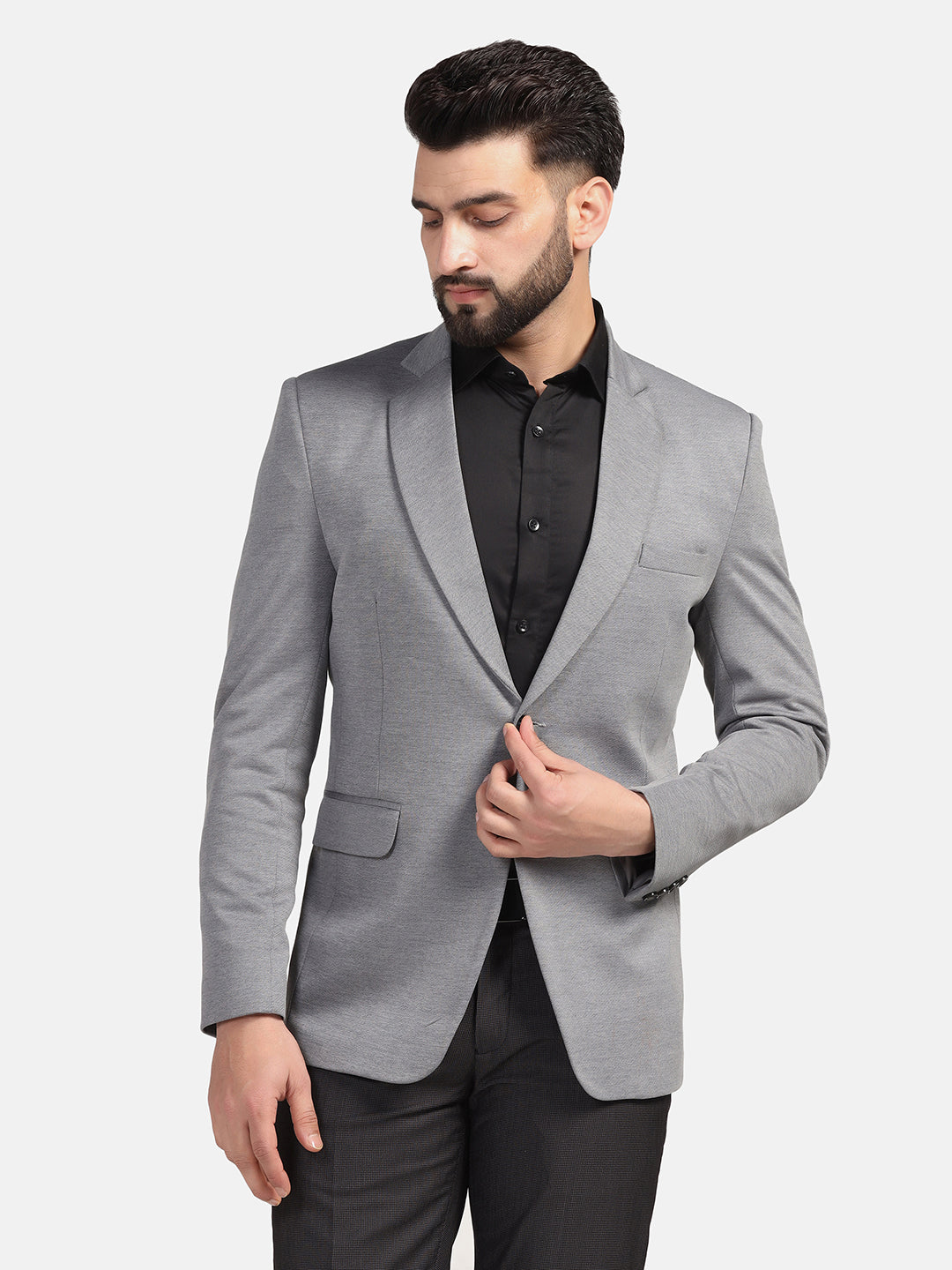 Men Grey Strechable hosiery Blazer - Tahvo India