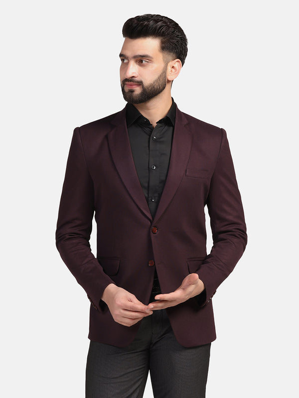 Men Maroon Stretchable Blazer