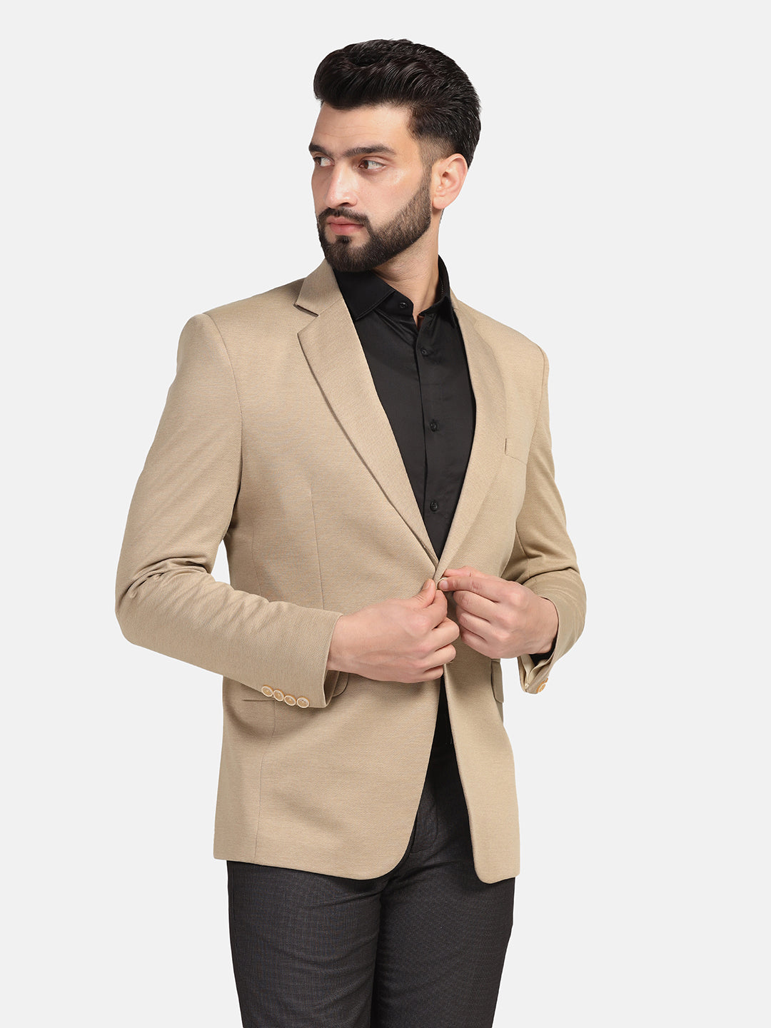 Men Beige Stretchable hosiery Blazer - Tahvo India