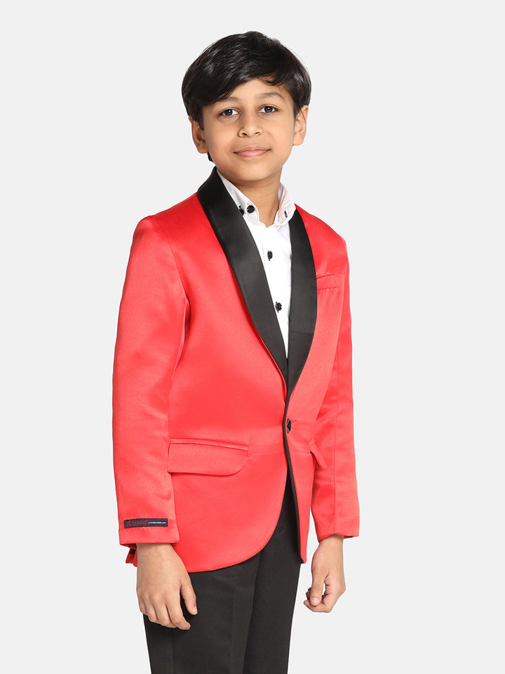 Boys Red Tuxedo Suit Set - Tahvo India