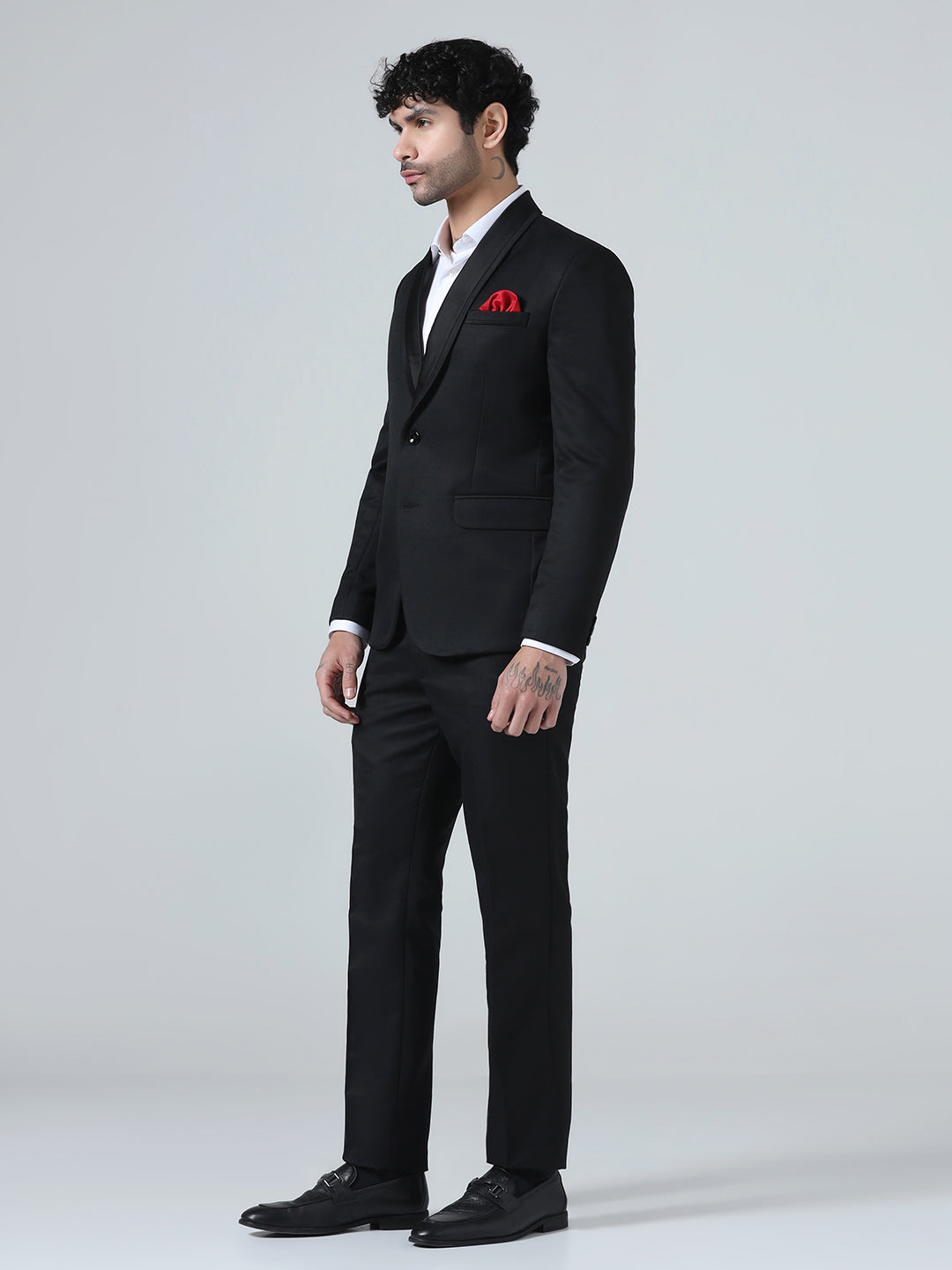 Men Black Tuxedo Blazer With Hanky