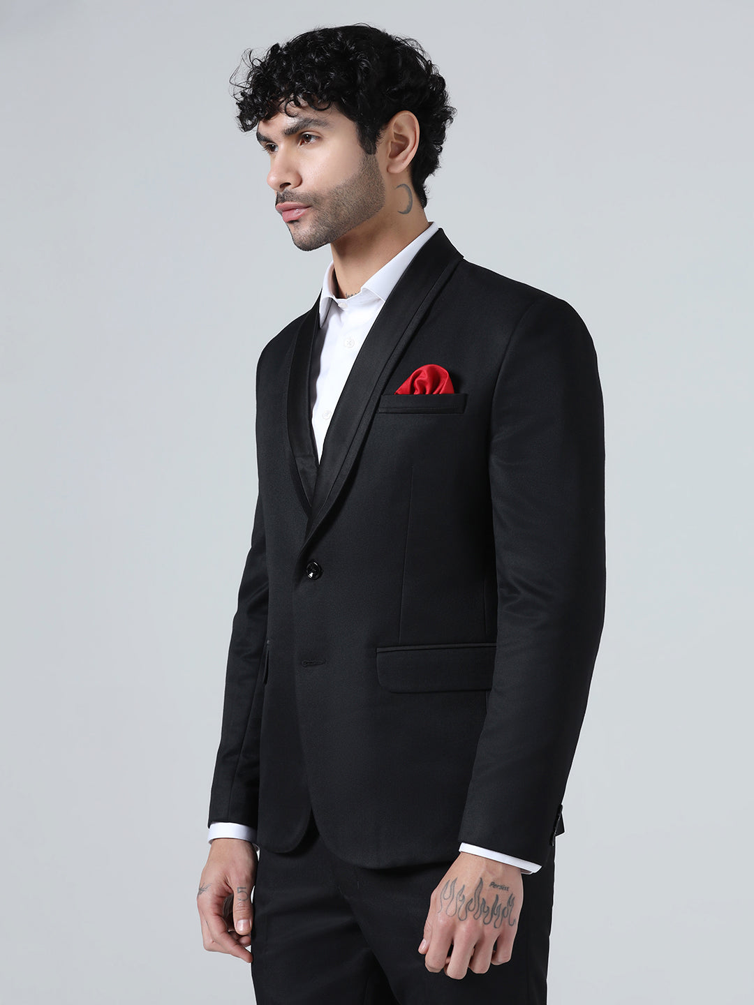 Men Black Tuxedo Blazer With Hanky