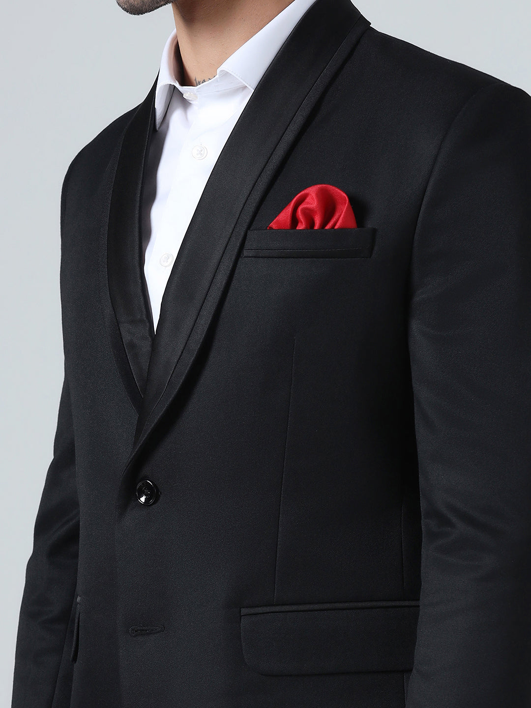 Men Black Tuxedo Blazer With Hanky