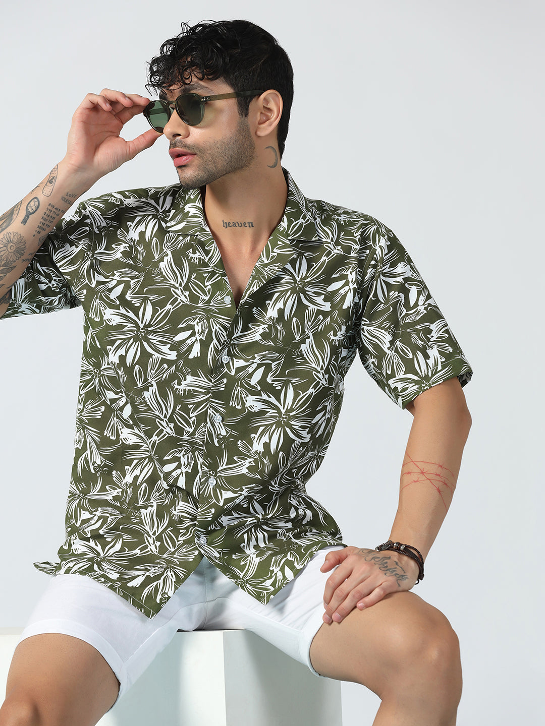 Aura Leaves Printed Half Sleeve Shirt