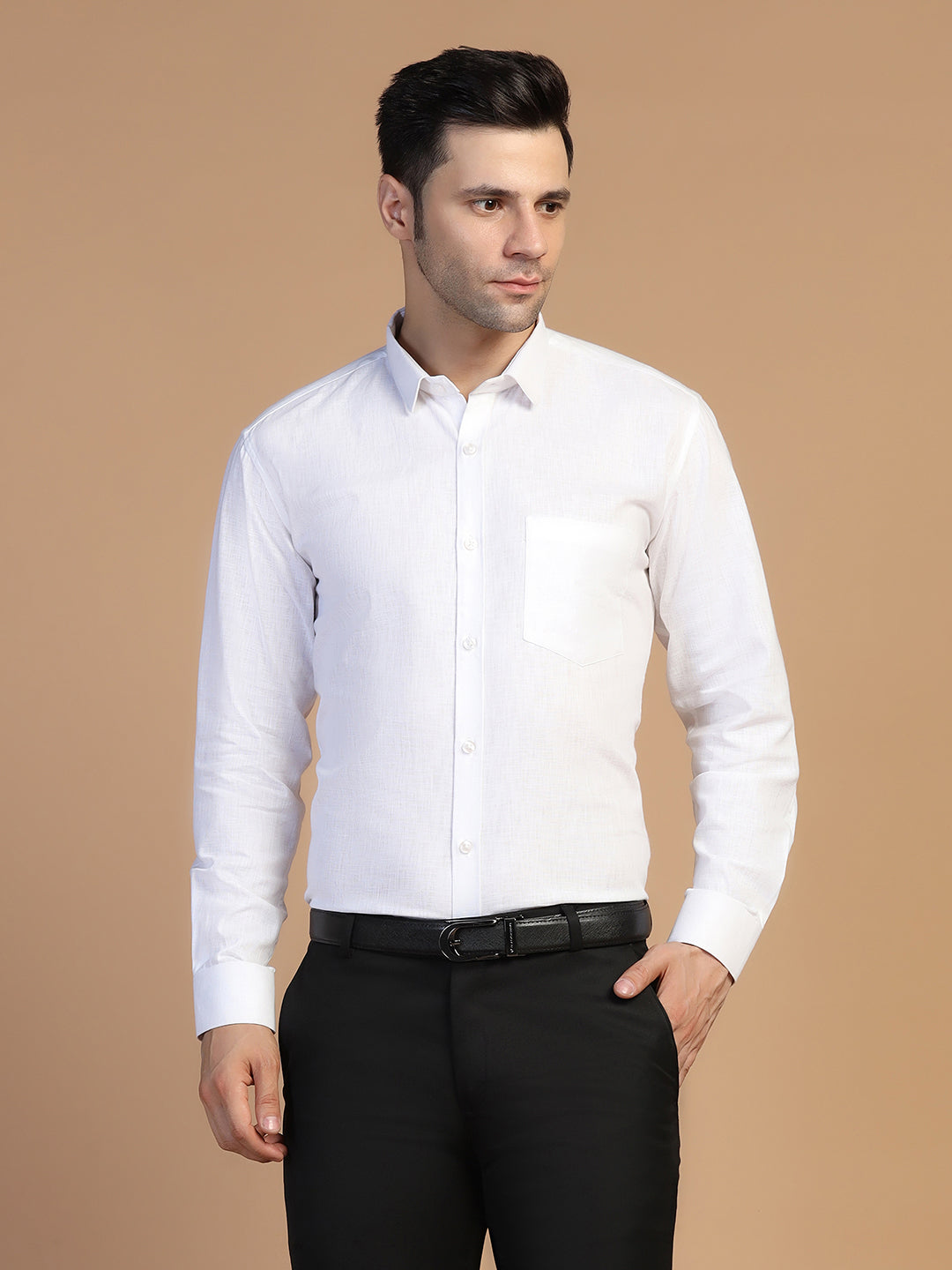 White Linen Shirt Full Sleeves - Tahvo India