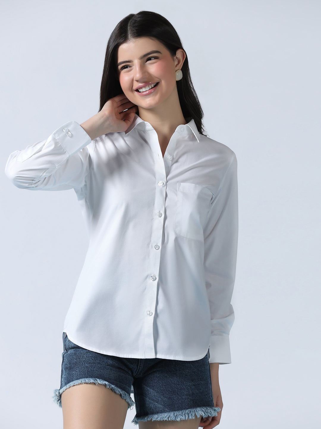 Women White Cotton Shirt - Tahvo India