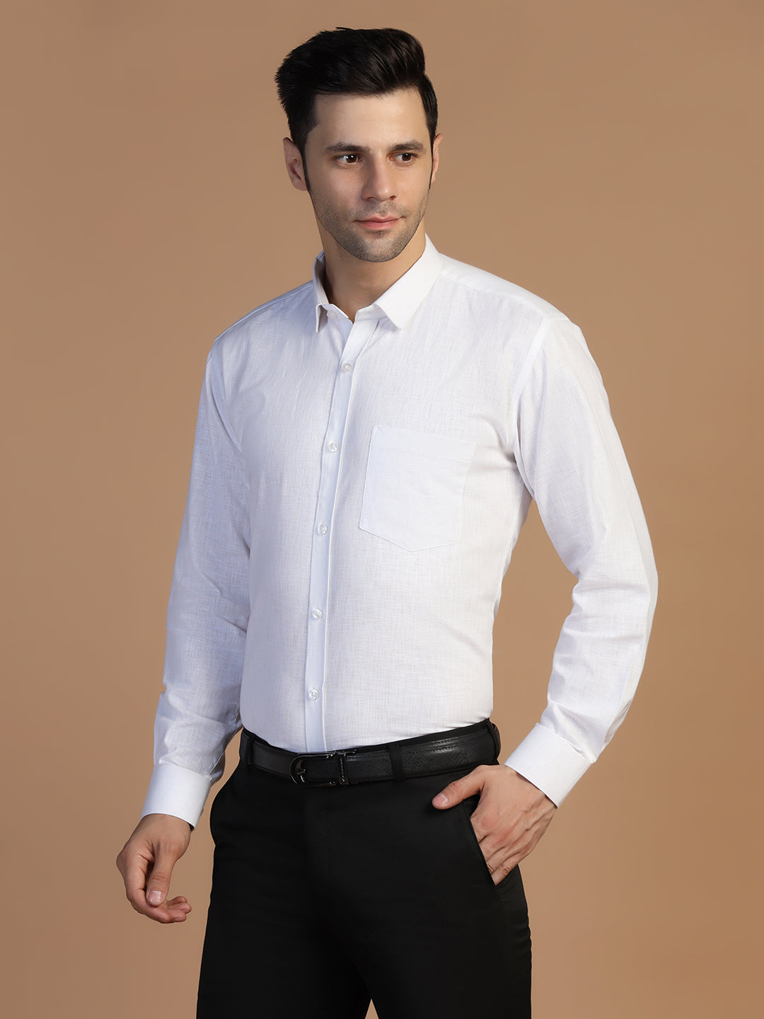 White Linen Shirt Full Sleeves - Tahvo India
