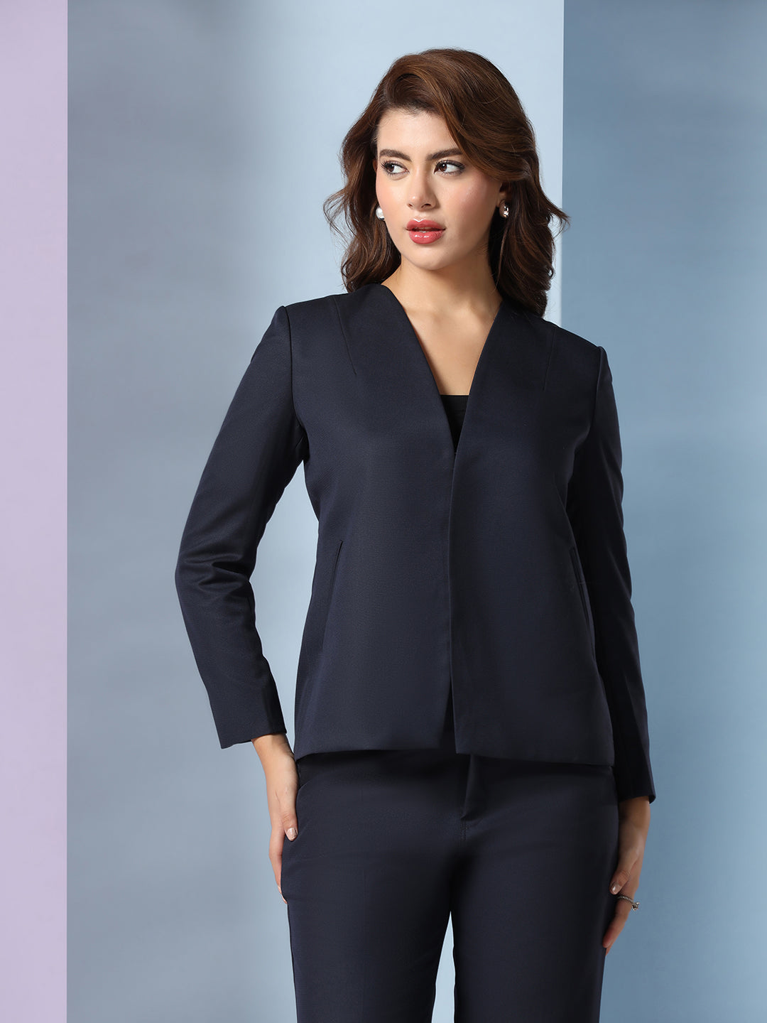 Women blue front blazer with trousers